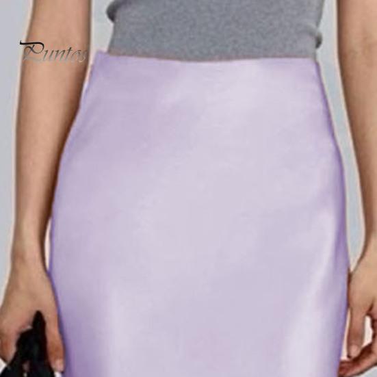 Spring Summer Maxi Skirt Women High Waist Silky Texture Long Skirt Solid Color Smooth Satin Fishtail Long Skirt