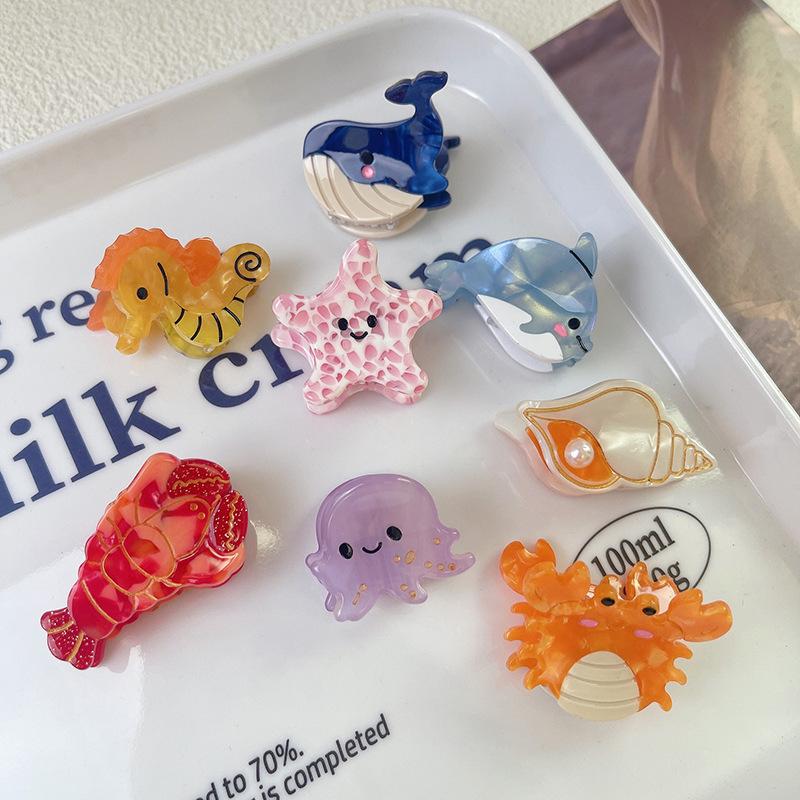 Creative Marine Organism Hairpins Interesting Cute Cartoon Small Hair Clip Starfish Jellyfish Mini Hair Accessories
