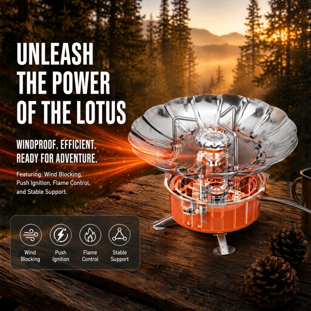 Windproof Electronic Ignition Camping Stove Metal Foldable Burner Portable Gas Stove Hiking