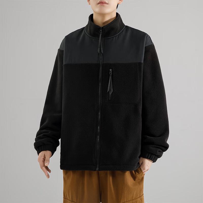 Huili Autumn/Winter American Style Color-Block Fleece Jacket