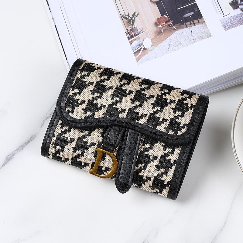 

Ретро маленький кошелек для карт, женский многокарманный антимагнитный большой вместимости с D-образным кольцом, студенческий кошелек для кредитных карт