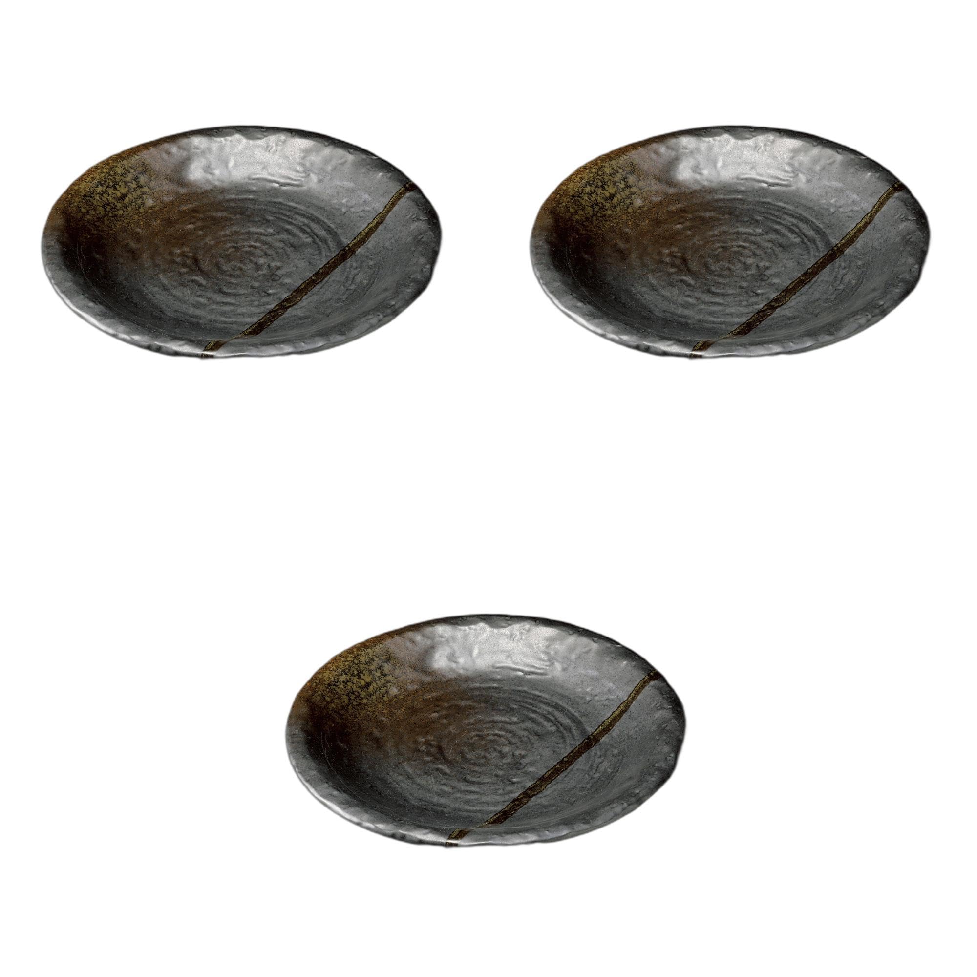 

Set of 3 Nanban Fukinagashi Stone Pattern 8.0 Plates [25.1 x 3.5cm] | Ceramic Serving Plates by Setomonohonpo