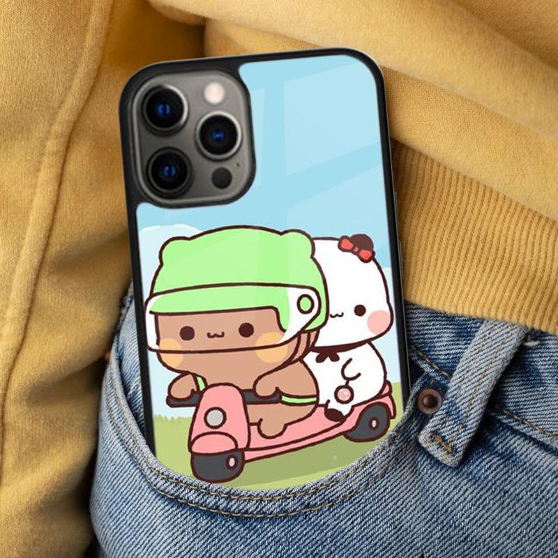 Cute Bear Lovers Soft Phone Case for iPhone 17 Air 16e Pro max 15 Pro 13 14 Plus 11 12 MagSafe Magnetic Coque