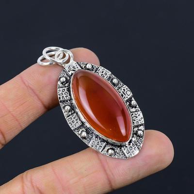 Anniversary Gift For Her Natural Carnelian Gemstone Pendant 925 Sterling Silver