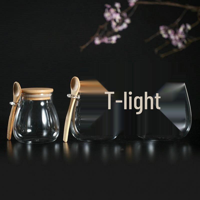 Airtight Glass Storage Jar with Spoon Lid for Cereal and Tea