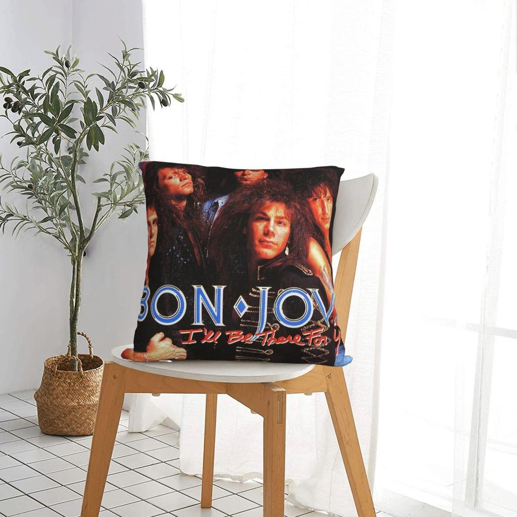 Rockbandet Bon Jovi Forever Fyrkantigt Kuddfodral Kudde Kuddöverdrag Dragkedja Dekorativ Komfort Pläd för Hemmet Bilen