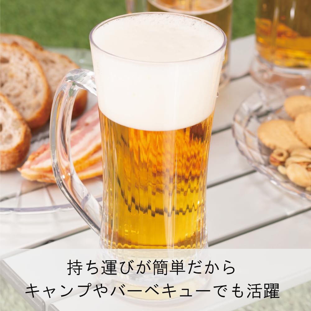 IJ Unbreakable Beer Mug, 400ml, Dishwasher Safe, Made in Japan, Perfect for Home Parties, Restaurants, Cafes, and Outdoors. Stylish Clear Plastic