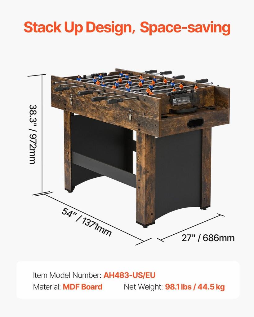 137.1cm Air Hockey Table 3-in-1 Air Powered Combo Table Foosball Ping Pong