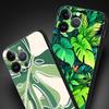 Leaves Monstera Green Phone Case For iPhone 17 16 15 Pro Max 11 12 13 14 7 8 Plus SE 2020 X XR XS Cover Soft Black