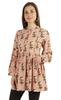 Moomaya Printed Womens Full Sleeve Tunic Mandarin Collar Fit & Flare Long