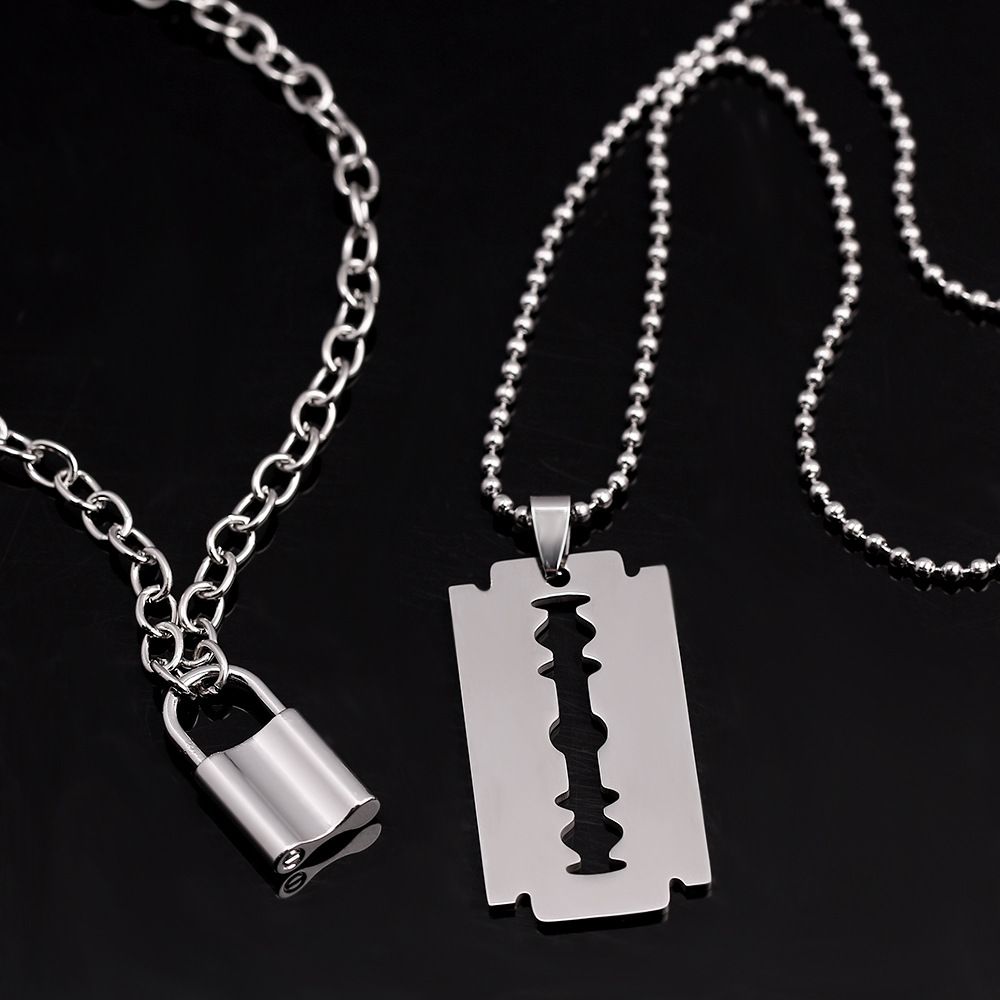 

1 комплект, модные вечерние украшения, серебряное колье в стиле панк, кулон с замком, цепочка, ожерелье, воротник