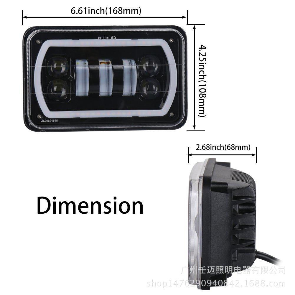 5-Inch 4x6 Square LED Headlight with Turn Signal for Trucks and Cars