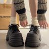Fashion Comemore British Style Height Increase Loafers New Thick Bottomed Lace-up Leather Pumps Black Chunky Heel Mary Jane Single Shoes