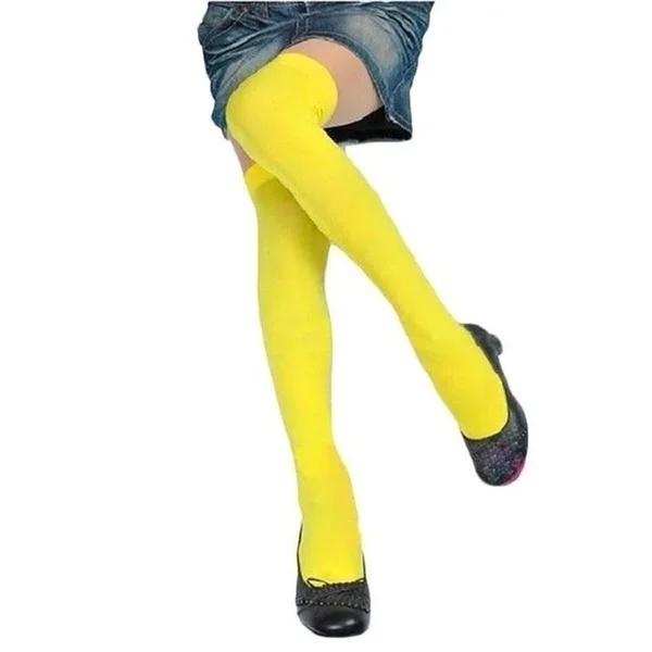 Neue Sommer Mädchen Overknee-Socken Stretch Hohe Strümpfe Bunte Samtstrümpfe Damen Oberschenkelhohe Lange Socken Verführung Studentin One Size yellow