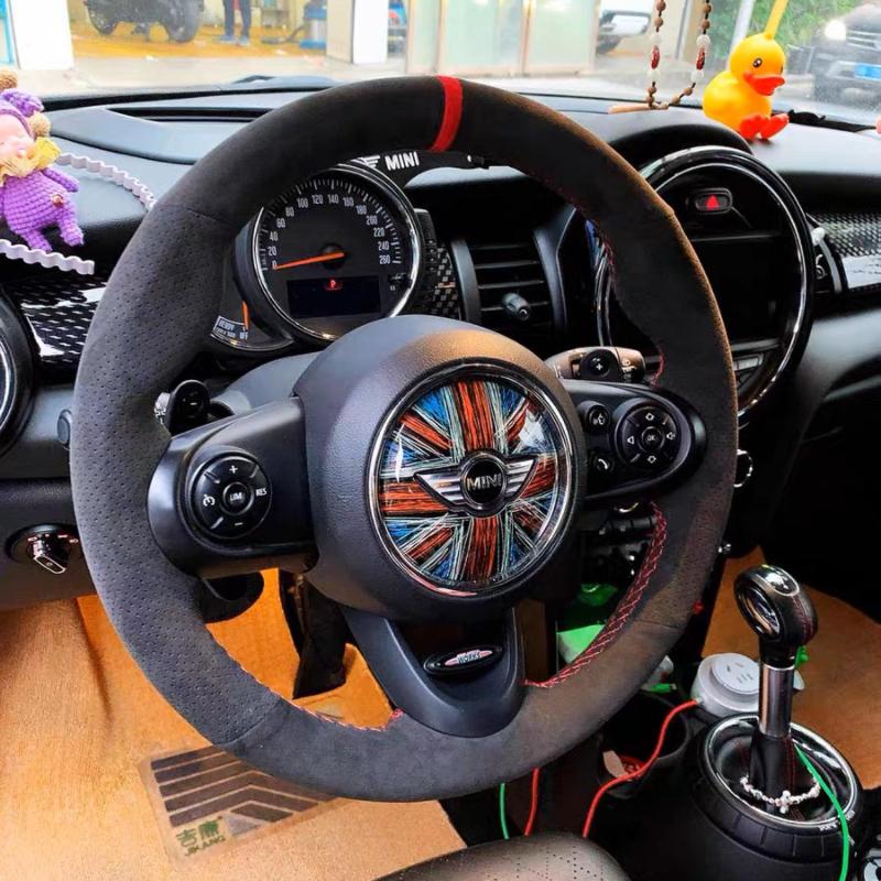 Hand-stitched Suede&leather Full Coverage Car Steering Wheel Cover for Mini Cooper S JCW F54 F55 F56 F57 F60 Countryman