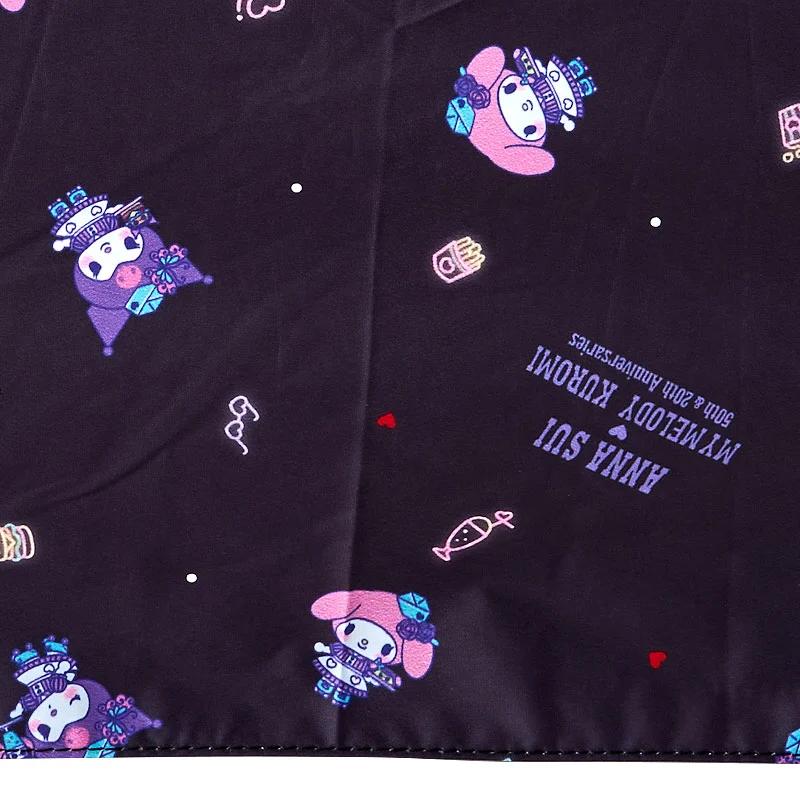 Sanrio My Melody & KUROMI ( All-over Pattern Black ) ANNA SUI Folding Umbrella for Sun and Rain Japan NEW