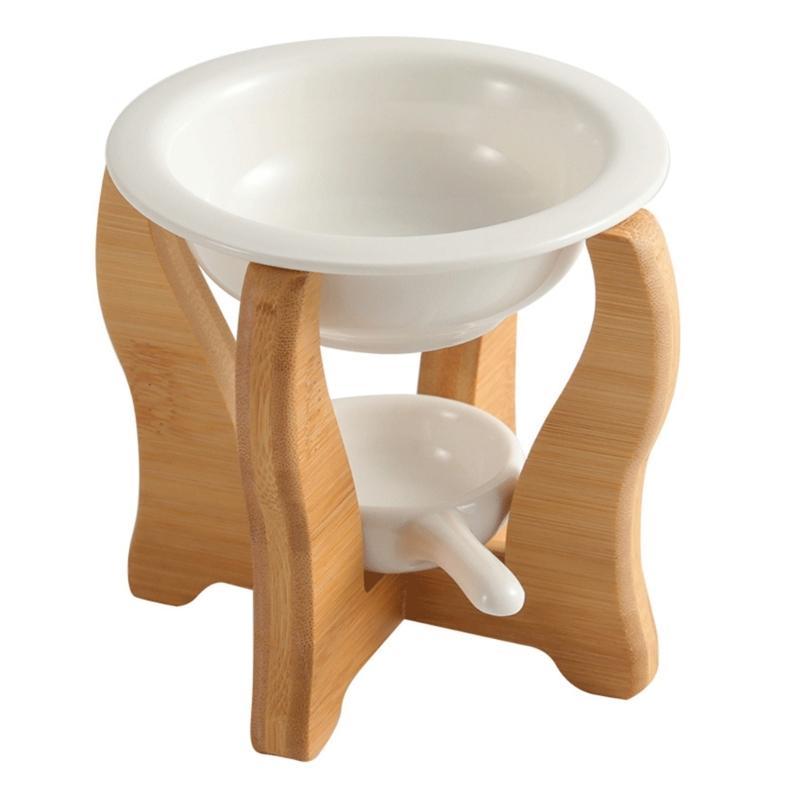 

Decorative Ceramics Essential Oil Warmer Wax Melt Burners Diffuser withTealight Candle Holder Wood Stand Home Decors 1