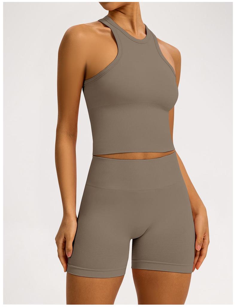 Women’s Seamless Racerback Yoga Tank Top – Belly Covering Fitness Sports Apparel