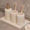 Travertin Seifenspender Seifenschale Mundspülbecher Tablett Abtropfschale Handdesinfektionsflasche Lotionflasche Badezimmer Waschen Set
