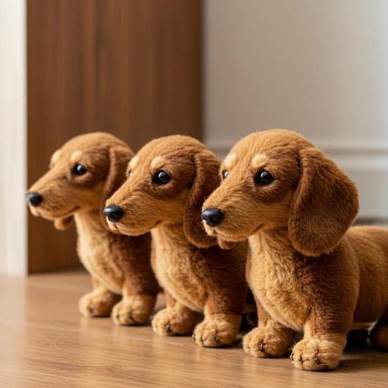 Kids Plush Dachshund Toy Realistic Interactive Dog Plushie Toddlers Boys Girls Educational Simulation Animal Doll Holiday Birthday Gift