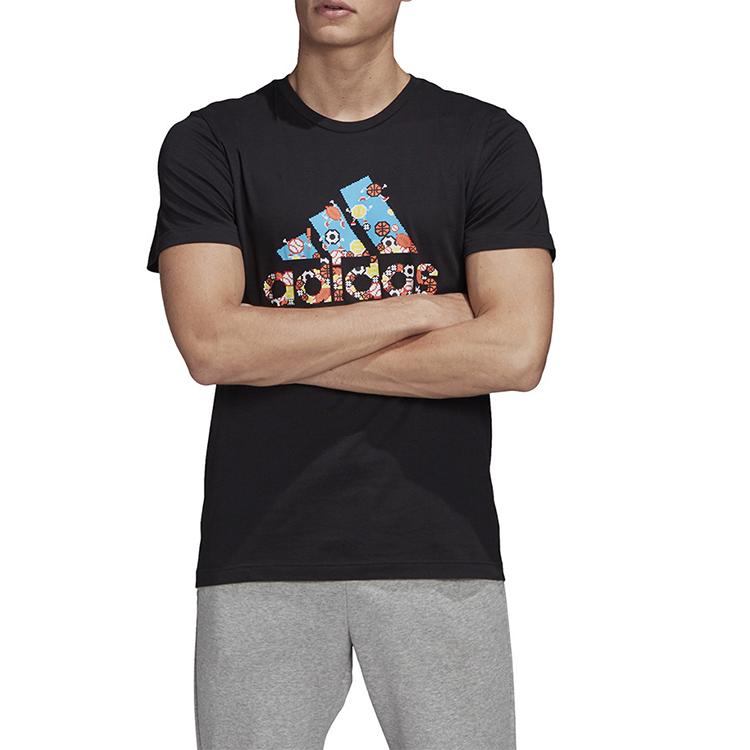 Adidas T Shirts Men's Black Crew Neck Moderate Straight Fit FN1745