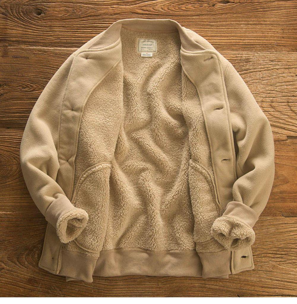 AmeKaji Herren Dicke Fleece Baseballkragen Jacke für Herbst/Winter