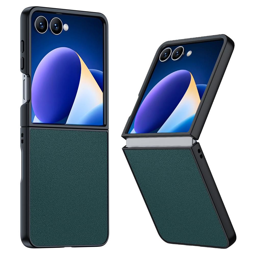 For Samsung Galaxy Z Flip7 5G Case PU Leather Coated PC Anti-Drop Folding Phone Cover