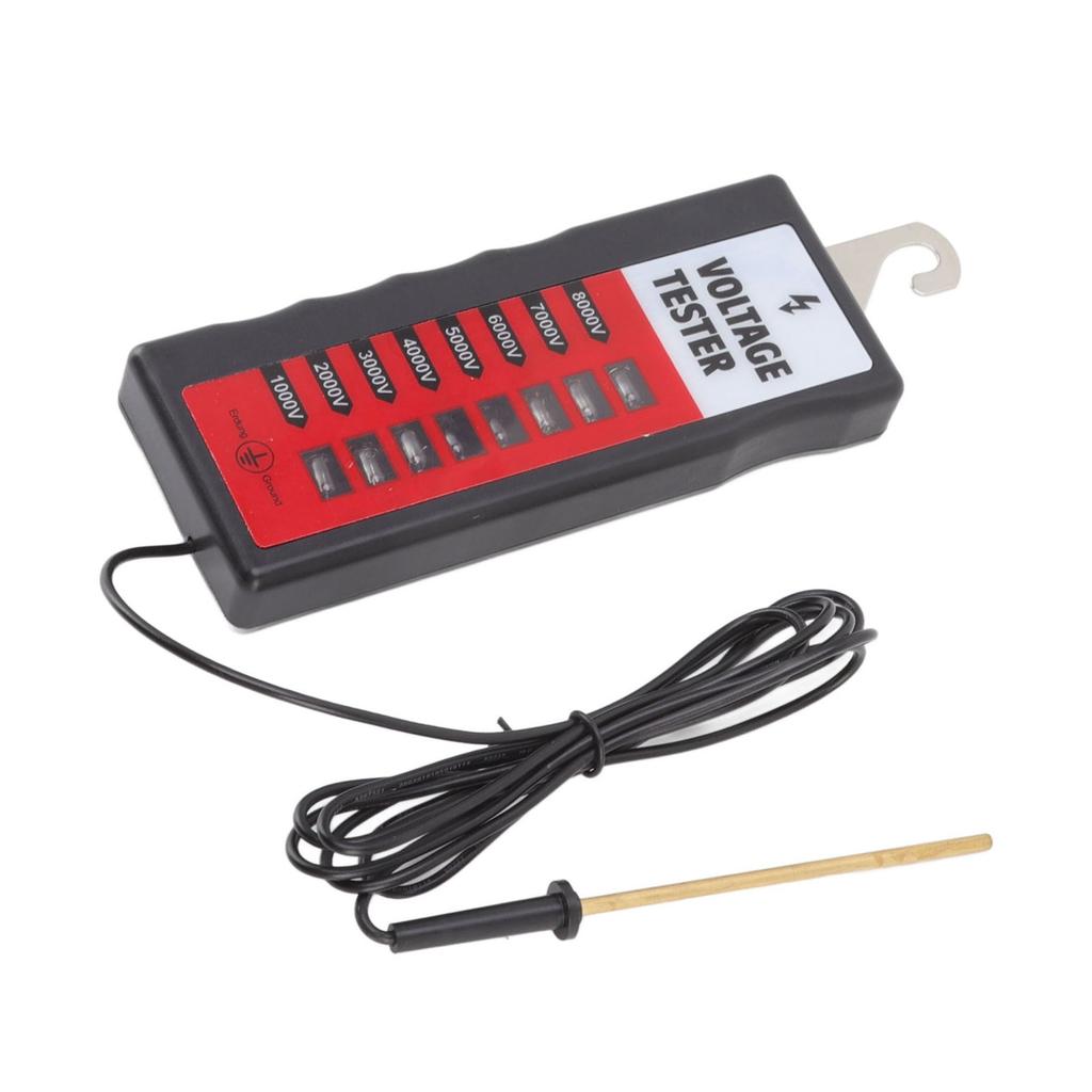 Electric Fence Tester LCD Screen Voltage Meter 10KV Portable Tool with 8pcs Light for Farm