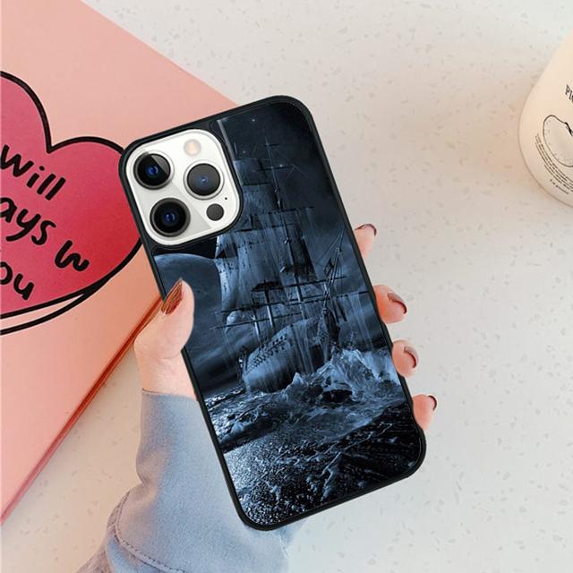 Old Ship in Sea Moon Night Phone Case For iPhone 17 Air 15 16 16e 11 12 13 14 Pro Max Cover For iPhone 17 Air Max Plus Fundas