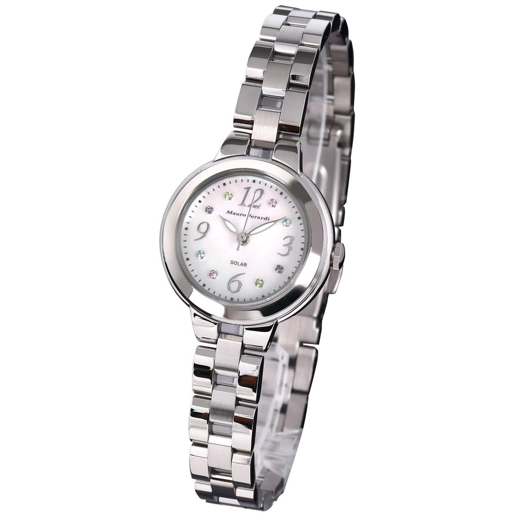 Mauro Geraldi Solar Stainless MJ056 Women's Watch, Steel, (White Dial)