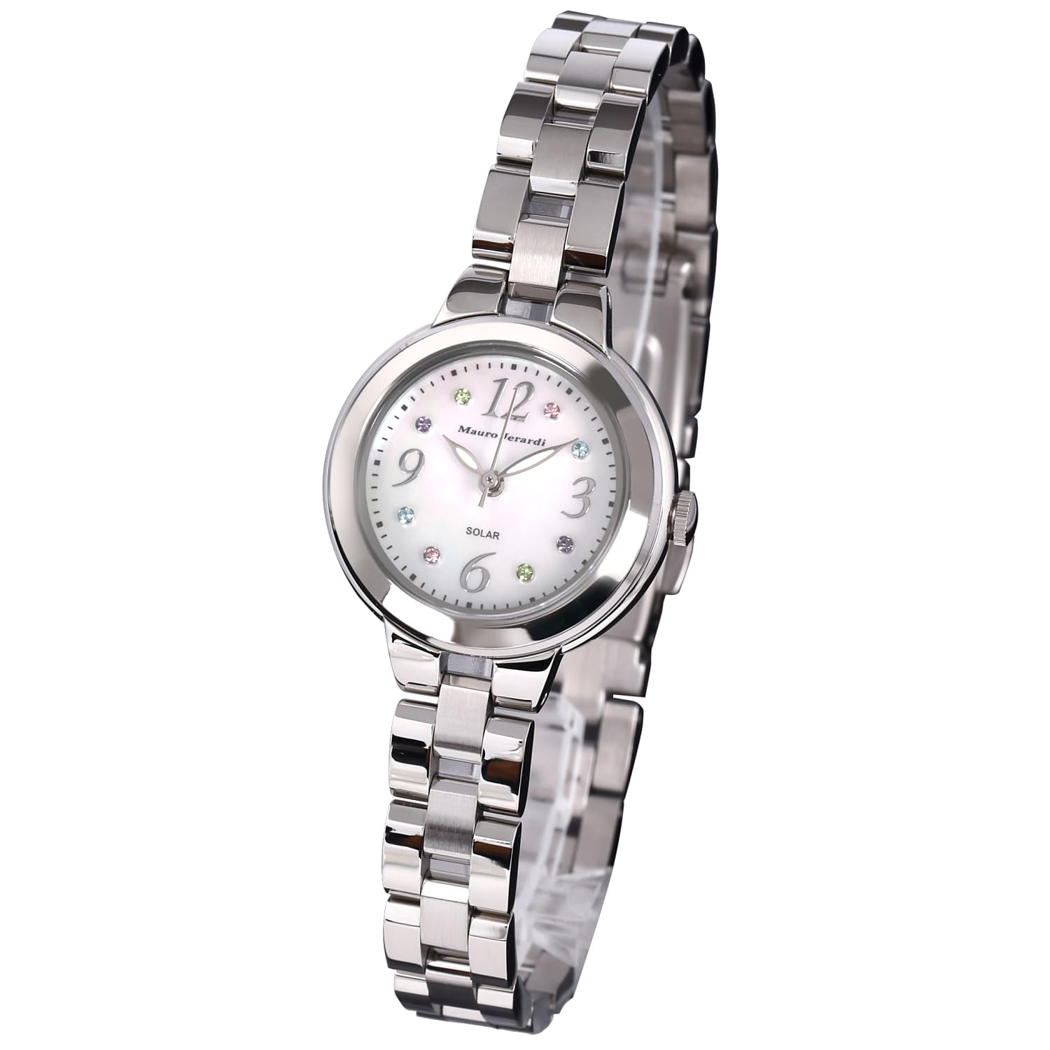 

Женские часы Mauro Geraldi Solar Stainless MJ056, сталь, (Белый циферблат)