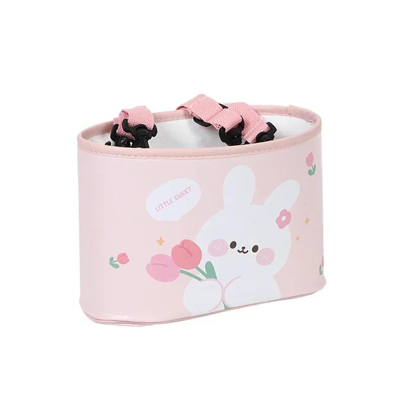 Cartoon Bear Car Trash Can Leather Printing Car Storage Bucket Hanging Multi-Functional Car Storage Box