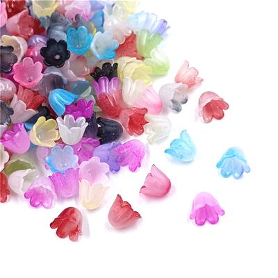 Creative Color Matching Pendants Flower Acrylic for Bracelet Earring Making Material Bell Orchids Beads Fashion 20Pcs Receptacle  Accessories