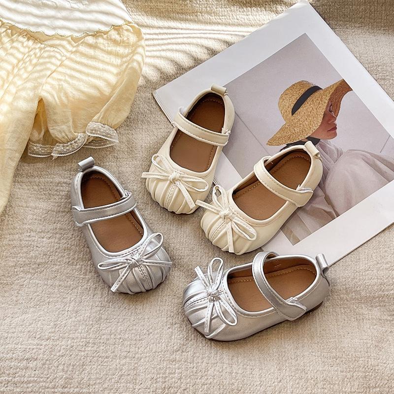 Girl princess bow small leather shoes 2025 spring and autumn new girls foreign versatile single shoes soft-soled shoes
