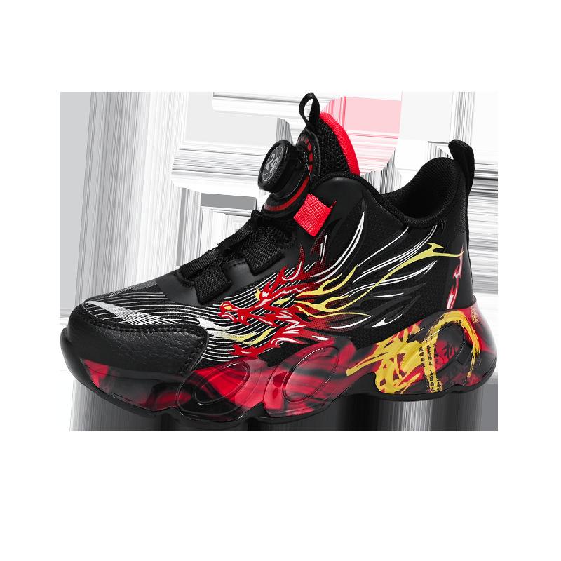 2025 spring new children's sports shoes leather waterproof boys basketball shoes lightweight shock-absorbing primary school running shoes