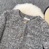 Autumn Winter Women Elegant Little Fragrant Wind Full Sleeve Single Breasted Tweed Short Jacket Coat With Pocket