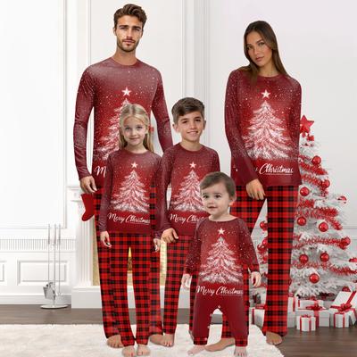 Christmas Prints Family Matching Long Sleeve Tops+Pants Set Family Matching Sets