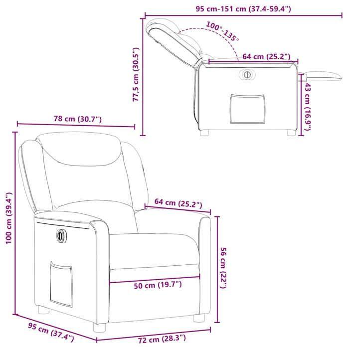 VidaXL Fauteuil inclinable électrique Gris foncé Tissu 3303175