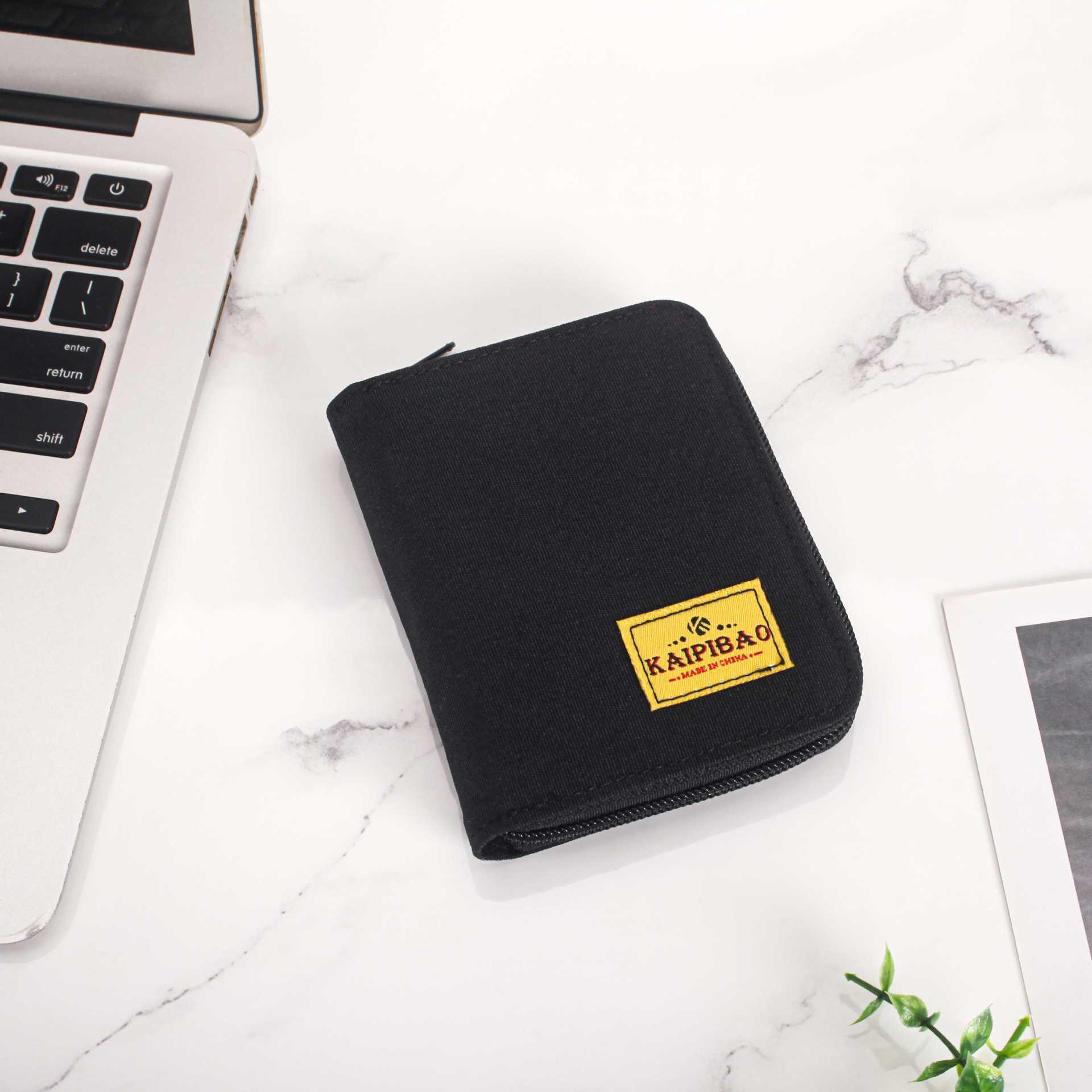 

Корейская версия нового мужского короткого вертикального холщового кошелька, модный бренд, студенческая сумка для мелочи, однотонный кошелек, горячая распродажа чёрный