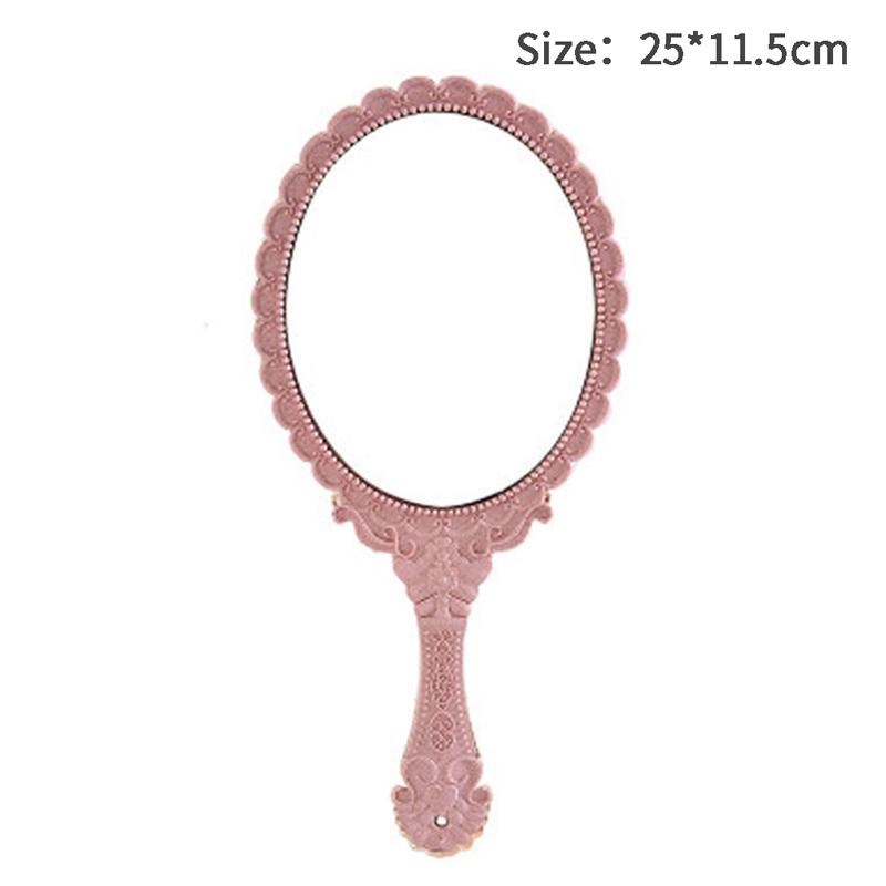 

Винтажное резное портативное косметическое зеркало с ручкой для зеркала для спа-салона, зеркало для макияжа розовый