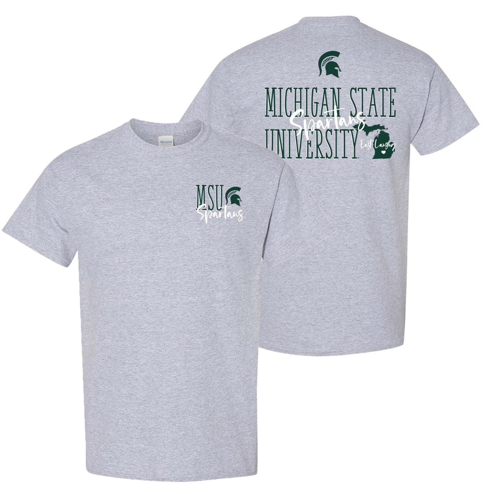 Michigan State Spartans Tall Type Tag T-Shirt - Sport Grey M