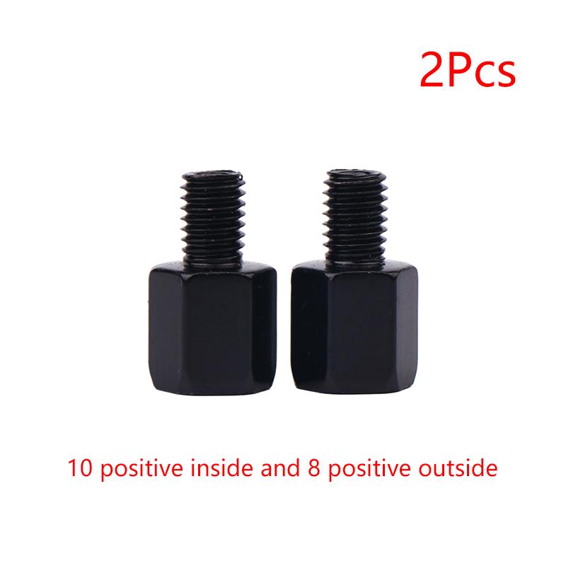 2Pcs Motorcycle Rearview Mirrors Conversion Black Mirror Adapters M10 10Mm M8 8Mm Bolt Clockwise Anti-Clock Right Left Thread