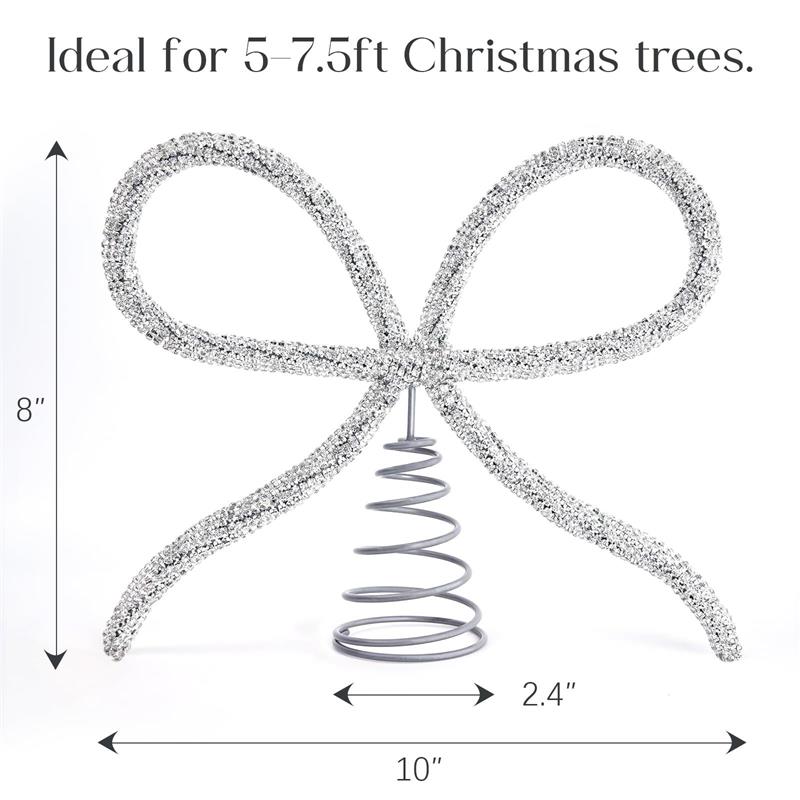 Christmas Tree Topper Bow, Christmas Decor Christmas Topper Xmas Tree Bow Ornaments for Xmas Tree Decoration Holiday Home Party Supplies