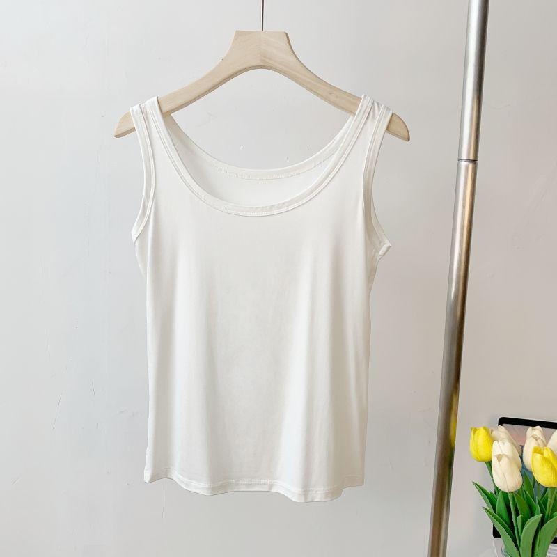 

Modal U-Neck Vest Women s Summer Inner Match Sleeveless Loose Beautiful Back Tank-Top Plus Size Slim Looking Pure Color Sling Bottoming Shirt White 2XL (70.00 kg-80.00 kg recommended
