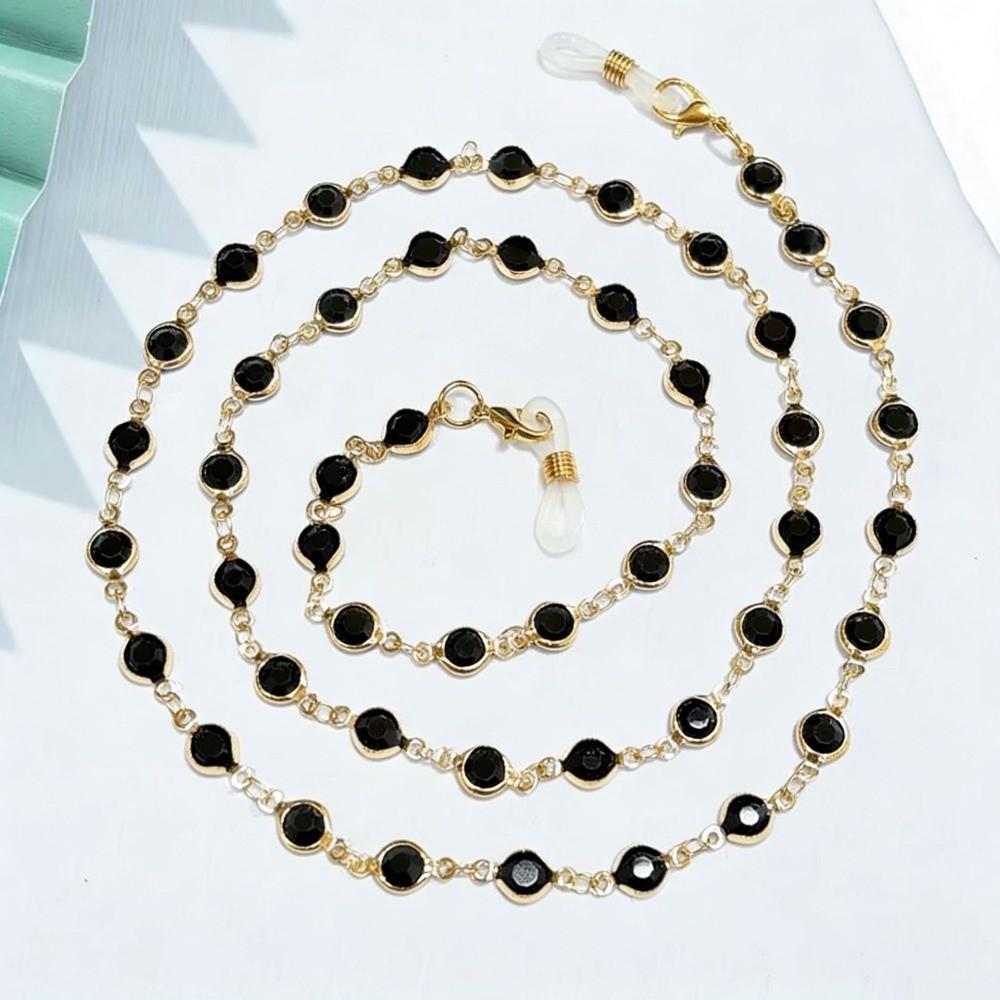 

Fashion Colored Rhinestone Eyeglass Chain Metal Anti Slip Glasses Fixing Strap Glasses Chain Sunglasses чёрный