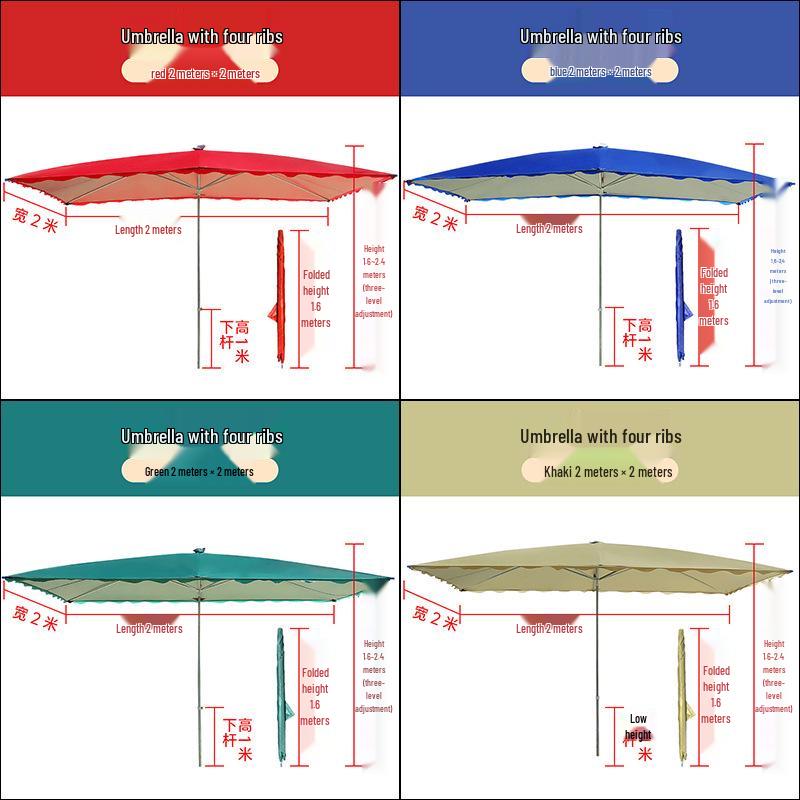 Large Rectangular Folding Patio Umbrella with Canopy Sun Protection