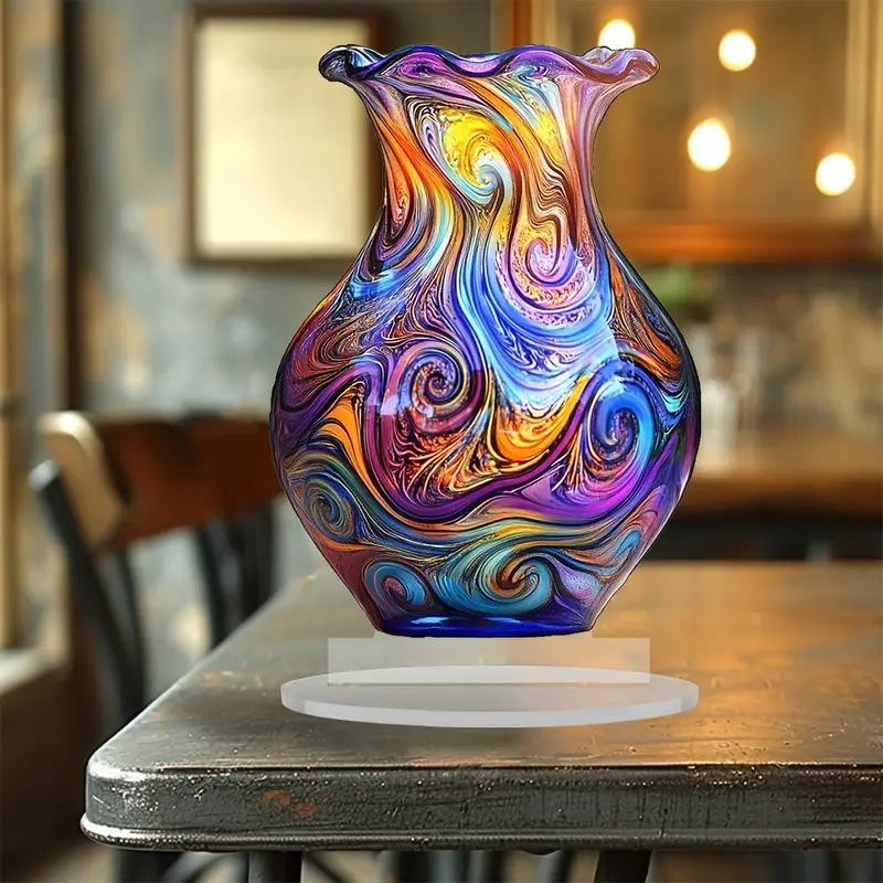 2D Flat Bohemian Style Acrylic Vase Desktop Decoration, Suitable for Wall Decoration, Porch, Room, Villa, Accents Home, Hallway, or Workplace - Rustic