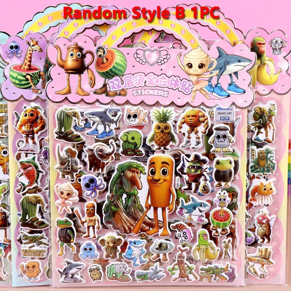 Italian Brainrot Animals Bubble Stickers 3D for Kids DIY Phone Laptop Tung Tung Sahur Cartoon Cute Puffy Stickers Toys Gifts