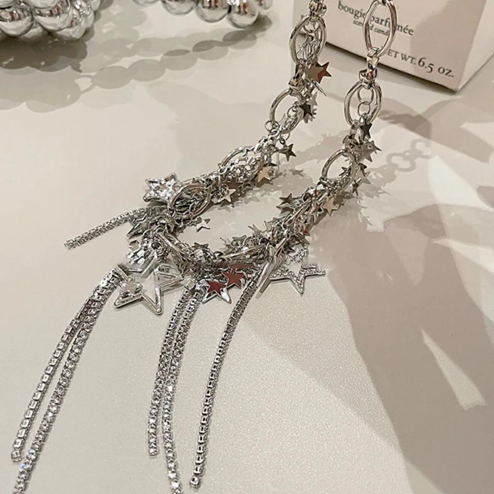 Electroplating Star Hollowed Out Necklace Alloy Y2k Style Tassels Necklace