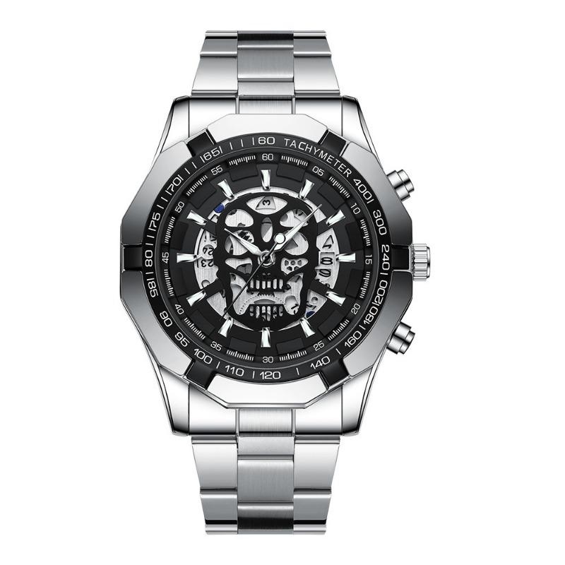 Top Brand New Business Watch Fashion Casual Luminous Skull Hollow Men's Watch